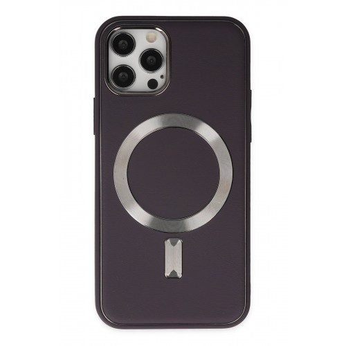Newface iPhone 12 Pro Max Kılıf Coco Deri Magneticsafe Silikon - Derin Mor Newface iPhone 12 Pro Max Kılıf Coco Deri Magneticsafe Silikon - Derin Mor