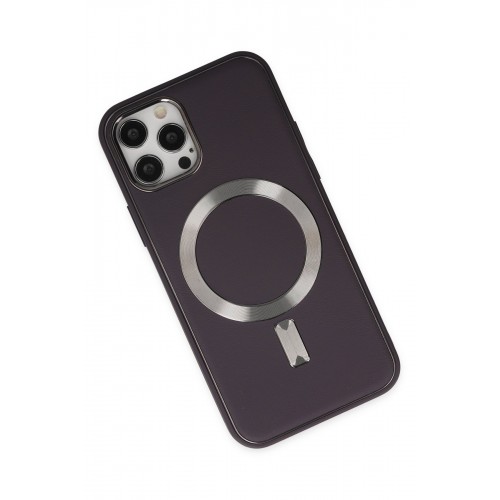 Newface iPhone 12 Pro Max Kılıf Coco Deri Magneticsafe Silikon - Derin Mor Newface iPhone 12 Pro Max Kılıf Coco Deri Magneticsafe Silikon - Derin Mor