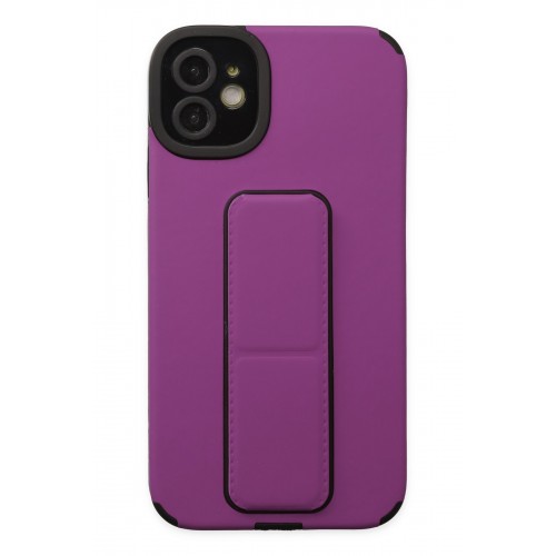 Newface iPhone 12 Kılıf Mega Standlı Silikon - Mor Newface iPhone 12 Kılıf Mega Standlı Silikon - Mor