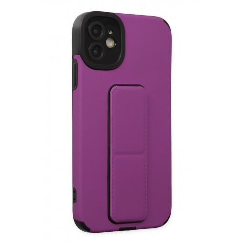 Newface iPhone 12 Kılıf Mega Standlı Silikon - Mor Newface iPhone 12 Kılıf Mega Standlı Silikon - Mor