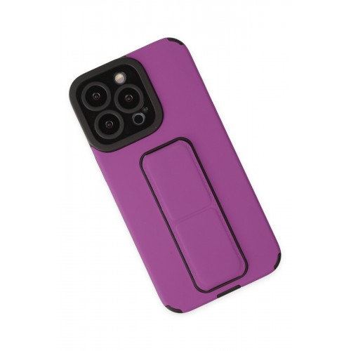 Newface iPhone 13 Pro Max Kılıf Mega Standlı Silikon - Mor Newface iPhone 13 Pro Max Kılıf Mega Standlı Silikon - Mor