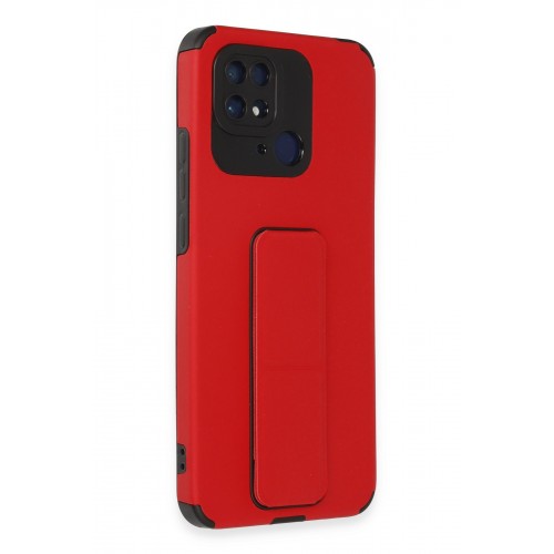 Newface Xiaomi Poco C40 Kılıf Mega Standlı Silikon - Kırmızı Newface Xiaomi Poco C40 Kılıf Mega Standlı Silikon - Kırmızı