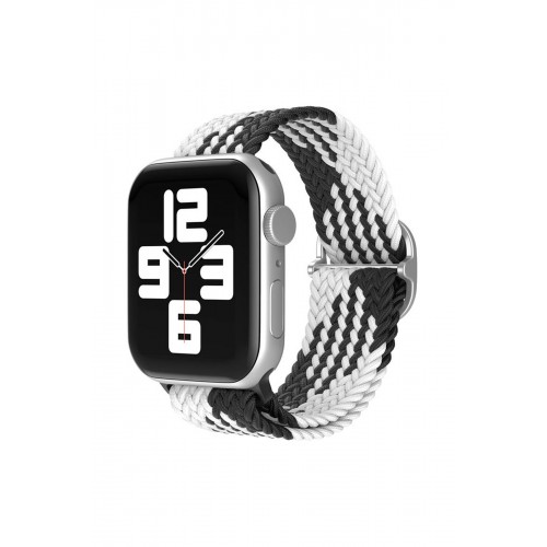 Newface Apple Watch 38mm Star Kordon - Siyah-Beyaz Newface Apple Watch 38mm Star Kordon - Siyah-Beyaz