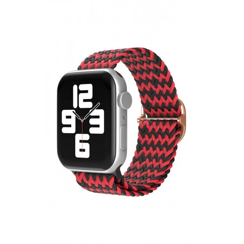 Newface Apple Watch 40mm Star Kordon - Zigzag Kırmızı-Siyah Newface Apple Watch 40mm Star Kordon - Zigzag Kırmızı-Siyah