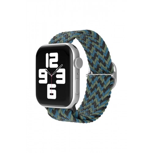 Newface Apple Watch 40mm Star Kordon - Zigzag Mavi-Yeşil Newface Apple Watch 40mm Star Kordon - Zigzag Mavi-Yeşil