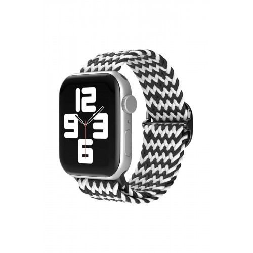 Newface Apple Watch 40mm Star Kordon - Zigzag Siyah-Beyaz Newface Apple Watch 40mm Star Kordon - Zigzag Siyah-Beyaz