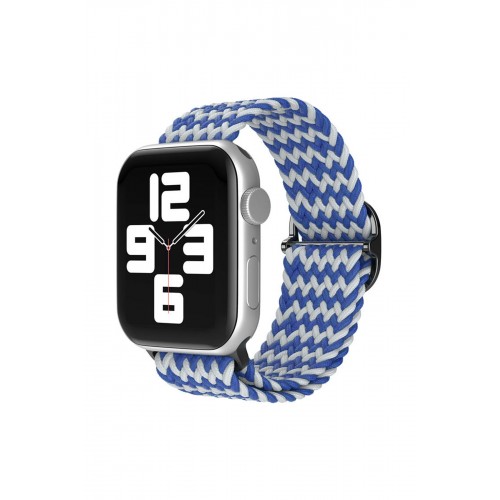 Newface Apple Watch 40mm Star Kordon - Zigzag Beyaz-Mavi Newface Apple Watch 40mm Star Kordon - Zigzag Beyaz-Mavi