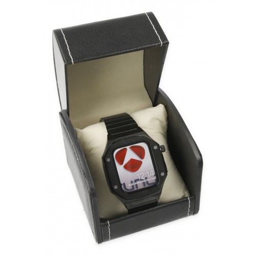 Newface Apple Watch 45mm KR409 Metal Kordon - Siyah Newface Apple Watch 45mm KR409 Metal Kordon - Siyah