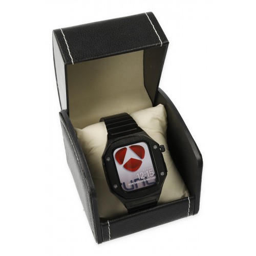 Newface Apple Watch 45mm KR409 Metal Kordon - Siyah Newface Apple Watch 45mm KR409 Metal Kordon - Siyah