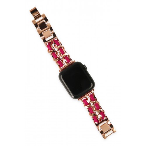 Newface Apple Watch 38mm KR405 Metal Bakla Kordon - Pembe Newface Apple Watch 38mm KR405 Metal Bakla Kordon - Pembe