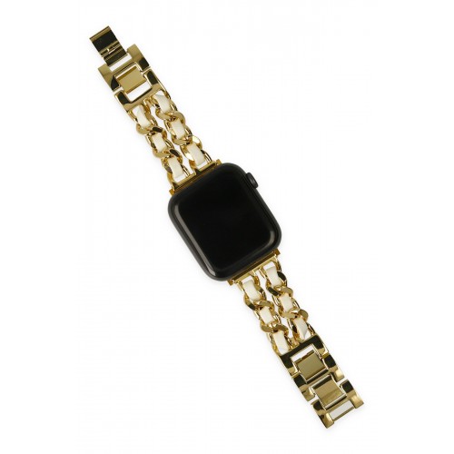 Newface Apple Watch 38mm KR405 Metal Bakla Kordon - Beyaz Newface Apple Watch 38mm KR405 Metal Bakla Kordon - Beyaz