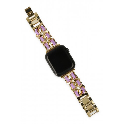 Newface Apple Watch 40mm KR405 Metal Bakla Kordon - Lila Newface Apple Watch 40mm KR405 Metal Bakla Kordon - Lila