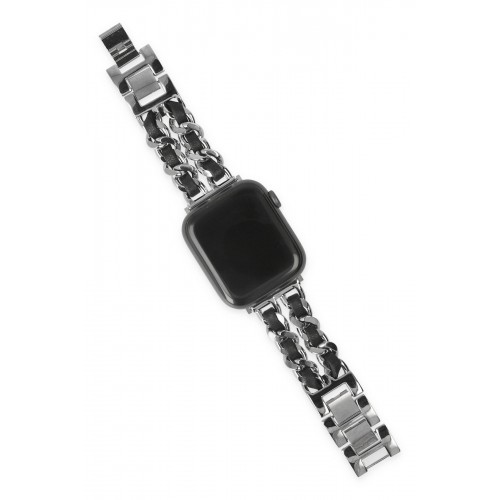Newface Apple Watch 41mm KR405 Metal Bakla Kordon - Gümüş Newface Apple Watch 41mm KR405 Metal Bakla Kordon - Gümüş