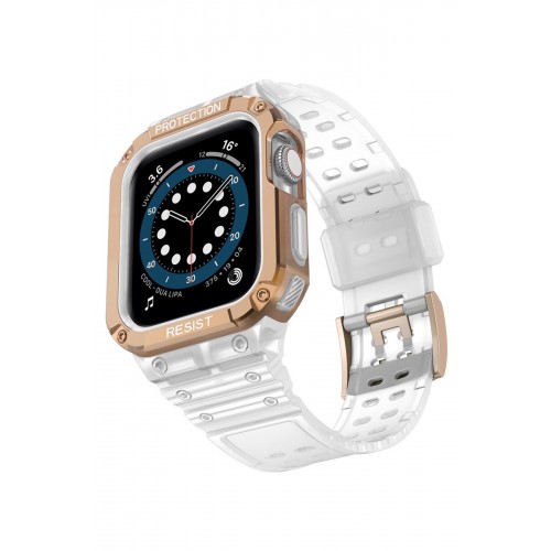 Newface Apple Watch 42mm KR401 Silikon Kordon - Şeffaf-Rose Newface Apple Watch 42mm KR401 Silikon Kordon - Şeffaf-Rose