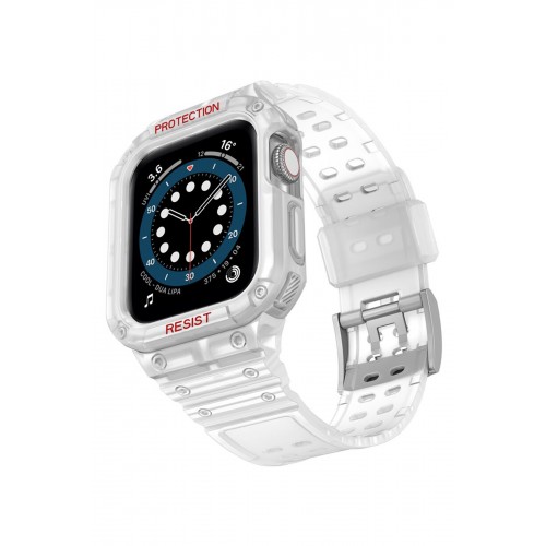 Newface Apple Watch 44mm KR401 Silikon Kordon - Şeffaf Newface Apple Watch 44mm KR401 Silikon Kordon - Şeffaf