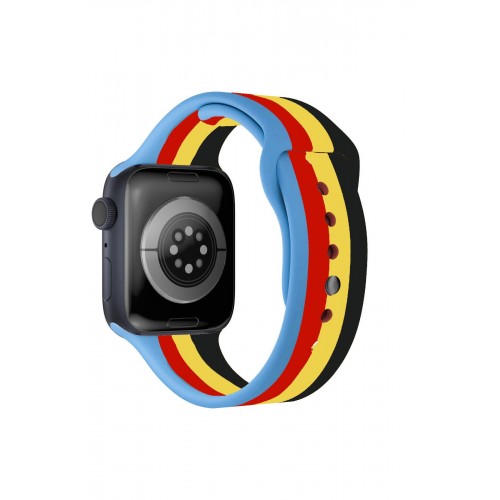 Newface Apple Watch 41mm Gökkuşağı Org Kordon - Siyah-Mavi Newface Apple Watch 41mm Gökkuşağı Org Kordon - Siyah-Mavi