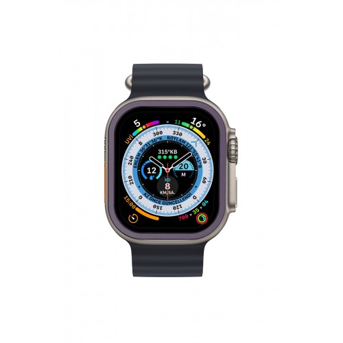 Newface Apple Watch Ultra 49mm Alüminyum Kasa Cam Ekran Koruyucu - Mor Newface Apple Watch Ultra 49mm Alüminyum Kasa Cam Ekran Koruyucu - Mor