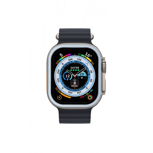 Newface Apple Watch Ultra 49mm Alüminyum Kasa Cam Ekran Koruyucu - Mavi Newface Apple Watch Ultra 49mm Alüminyum Kasa Cam Ekran Koruyucu - Mavi