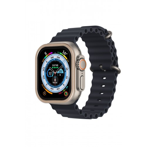 Newface Apple Watch Ultra 49mm Alüminyum Kasa Cam Ekran Koruyucu - Gold Newface Apple Watch Ultra 49mm Alüminyum Kasa Cam Ekran Koruyucu - Gold