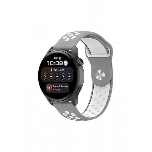 Newface Watch 20mm Spor Delikli Kordon - Gri-Beyaz Newface Watch 20mm Spor Delikli Kordon - Gri-Beyaz