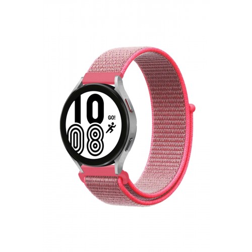 Newface Samsung Galaxy Watch 4 Hasırlı Cırtcırtlı Kordon - Pembe Newface Samsung Galaxy Watch 4 Hasırlı Cırtcırtlı Kordon - Pembe