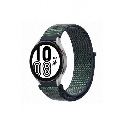 Newface Samsung Galaxy Watch 4 Hasırlı Cırtcırtlı Kordon - Lacivert-Yeşil Newface Samsung Galaxy Watch 4 Hasırlı Cırtcırtlı Kordon - Lacivert-Yeşil