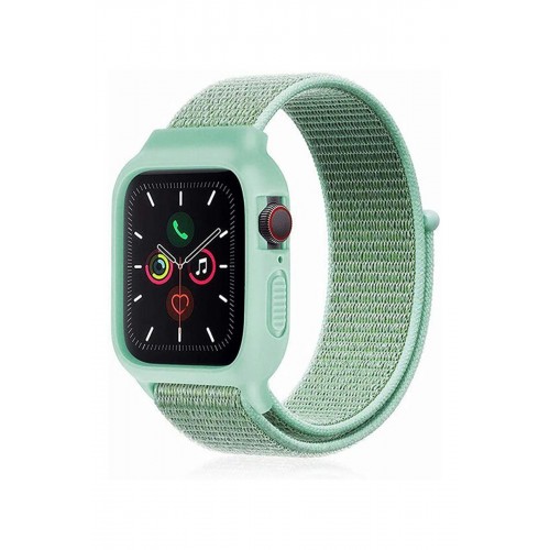 Newface Apple Watch 41mm Hasırlı Cırtcırtlı Kasalı Kordon - Turkuaz Newface Apple Watch 41mm Hasırlı Cırtcırtlı Kasalı Kordon - Turkuaz