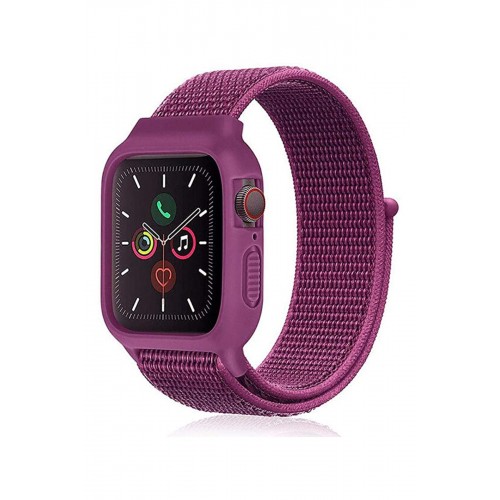 Newface Apple Watch 42mm Hasırlı Cırtcırtlı Kasalı Kordon - Fuşya Newface Apple Watch 42mm Hasırlı Cırtcırtlı Kasalı Kordon - Fuşya
