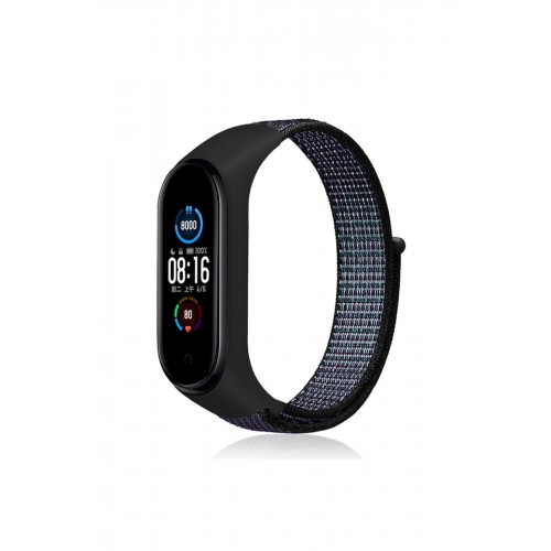 Newface Xiaomi Mi Band 5 Hasırlı Cırtcırtlı Kordon - Siyah-Mor Newface Xiaomi Mi Band 5 Hasırlı Cırtcırtlı Kordon - Siyah-Mor
