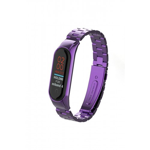 Newface Xiaomi Mi Band 3 Metal Baklalı Kordon - Mor Newface Xiaomi Mi Band 3 Metal Baklalı Kordon - Mor