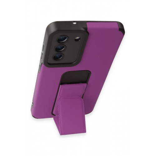 Newface Samsung Galaxy S21 FE Kılıf Mega Standlı Silikon - Mor Newface Samsung Galaxy S21 FE Kılıf Mega Standlı Silikon - Mor