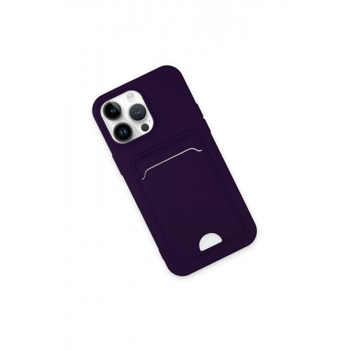 Newface iPhone 14 Pro Kılıf Kelvin Kartvizitli Silikon - Derin Mor Newface iPhone 14 Pro Kılıf Kelvin Kartvizitli Silikon - Derin Mor