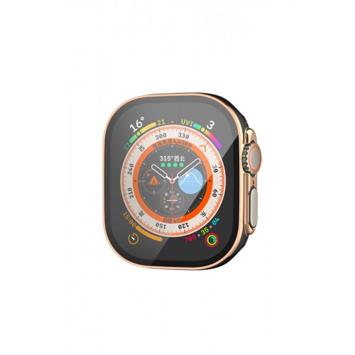 Newface Apple Watch Ultra 49mm Legend Camlı Kasa Ekran Koruyucu - Siyah-Gold Newface Apple Watch Ultra 49mm Legend Camlı Kasa Ekran Koruyucu - Siyah-Gold