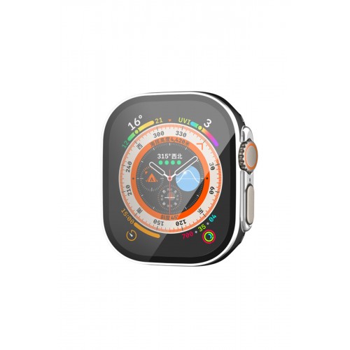 Newface Apple Watch Ultra 49mm Legend Camlı Kasa Ekran Koruyucu - Siyah-Gümüş Newface Apple Watch Ultra 49mm Legend Camlı Kasa Ekran Koruyucu - Siyah-Gümüş