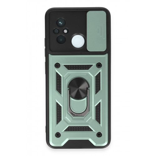 Newface Xiaomi Redmi 12C Kılıf Pars Lens Yüzüklü Silikon - Yeşil