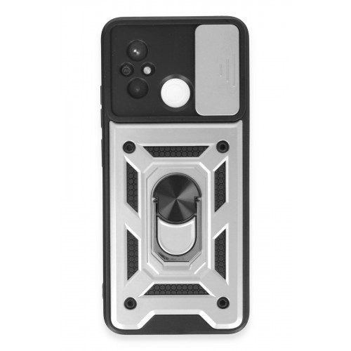 Newface Xiaomi Redmi 12C Kılıf Pars Lens Yüzüklü Silikon - Gümüş
