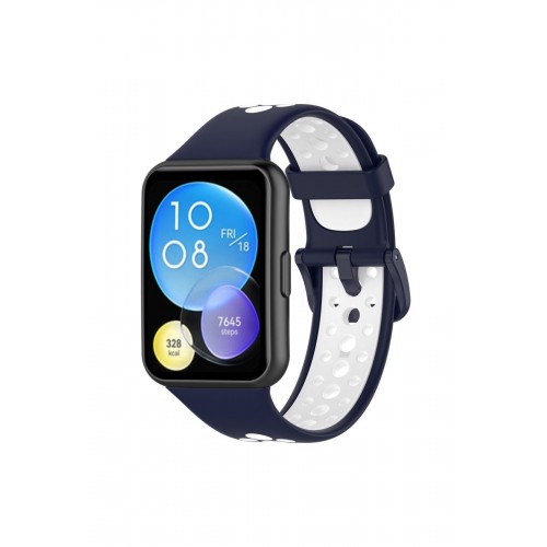 Newface Huawei Watch Fit 2 Spor Delikli Kordon - Lacivert-Beyaz Newface Huawei Watch Fit 2 Spor Delikli Kordon - Lacivert-Beyaz
