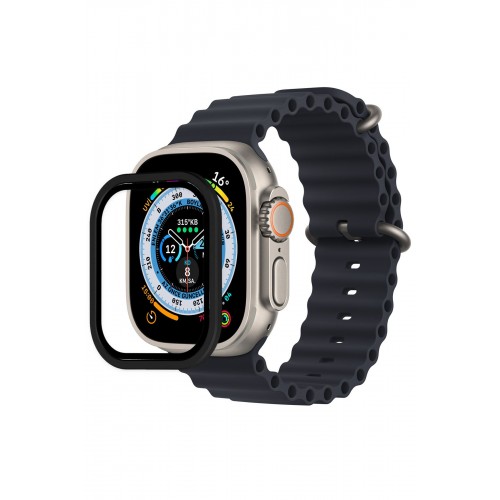 Newface Apple Watch Ultra 49mm Alüminyum Kasa Cam Ekran Koruyucu - Siyah Newface Apple Watch Ultra 49mm Alüminyum Kasa Cam Ekran Koruyucu - Siyah