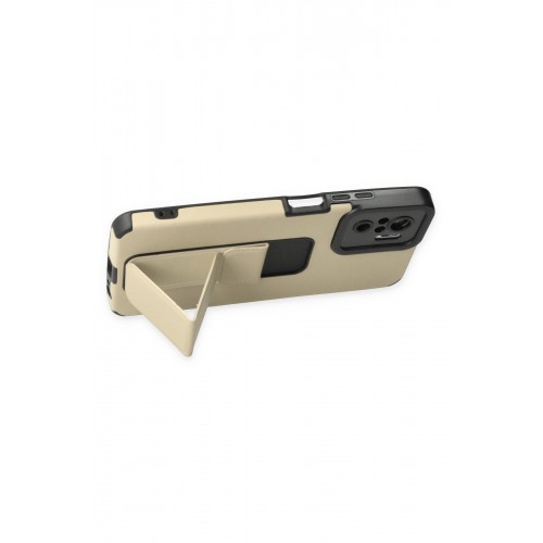 Newface Xiaomi Redmi Note 10S Kılıf Mega Standlı Silikon - Gold Newface Xiaomi Redmi Note 10S Kılıf Mega Standlı Silikon - Gold