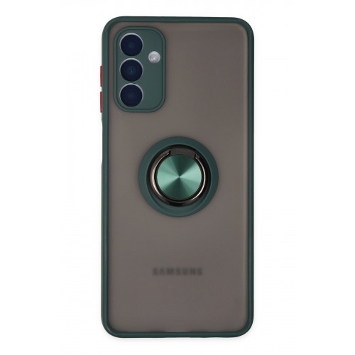 Newface Samsung Galaxy A04S Kılıf Montreal Yüzüklü Silikon Kapak - Yeşil