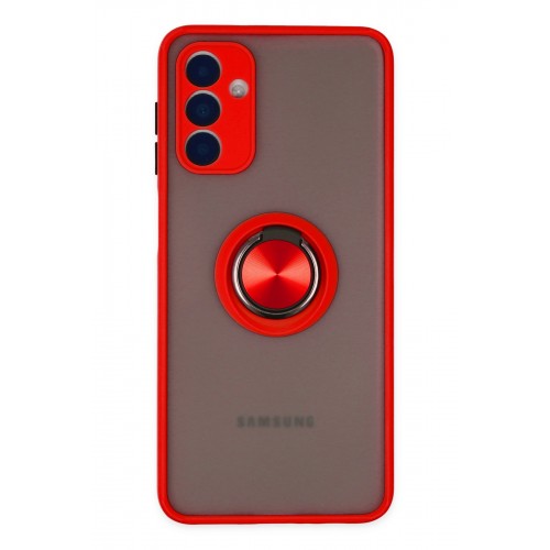 Newface Samsung Galaxy A04S Kılıf Montreal Yüzüklü Silikon Kapak - Kırmızı