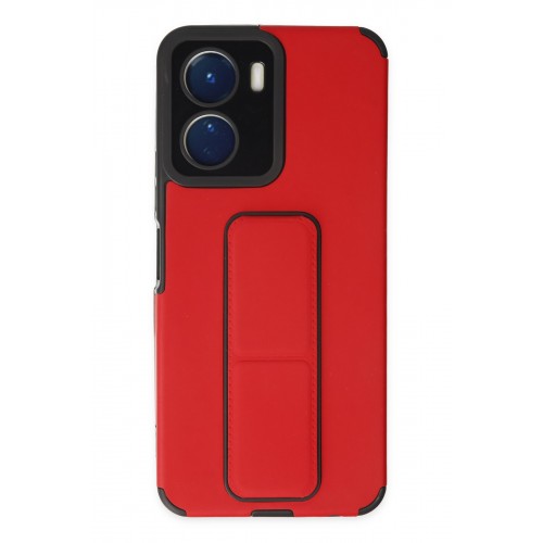 Newface Vivo Y16 Kılıf Mega Standlı Silikon - Kırmızı Newface Vivo Y16 Kılıf Mega Standlı Silikon - Kırmızı