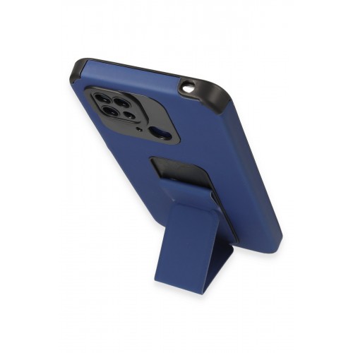 Newface Xiaomi Redmi 10C Kılıf Mega Standlı Silikon - Mavi Newface Xiaomi Redmi 10C Kılıf Mega Standlı Silikon - Mavi