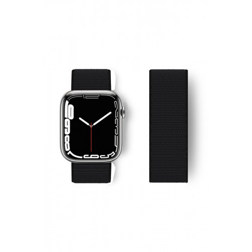Newface Apple Watch Ultra 49mm Hasırlı Cırtcırtlı Kordon - Siyah Newface Apple Watch Ultra 49mm Hasırlı Cırtcırtlı Kordon - Siyah