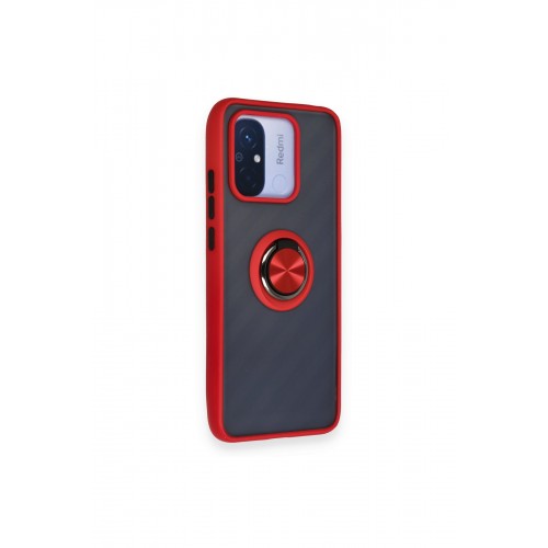 Newface Xiaomi Redmi 12C Kılıf Montreal Yüzüklü Silikon Kapak - Kırmızı Newface Xiaomi Redmi 12C Kılıf Montreal Yüzüklü Silikon Kapak - Kırmızı