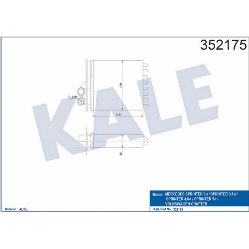 KALORIFER RADYATORU ARKA MERCEDES SPRINTER 906 06 . VW CRAFTER 30-35-50 06 KALORIFER RADYATORU ARKA MERCEDES SPRINTER 906 06 . VW CRAFTER 30-35-50 06