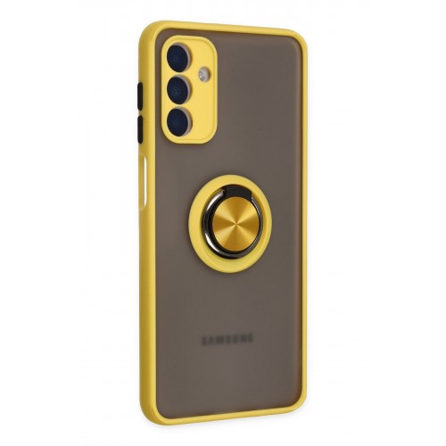 Newface Samsung Galaxy A04S Kılıf Montreal Yüzüklü Silikon Kapak - Sarı Newface Samsung Galaxy A04S Kılıf Montreal Yüzüklü Silikon Kapak - Sarı
