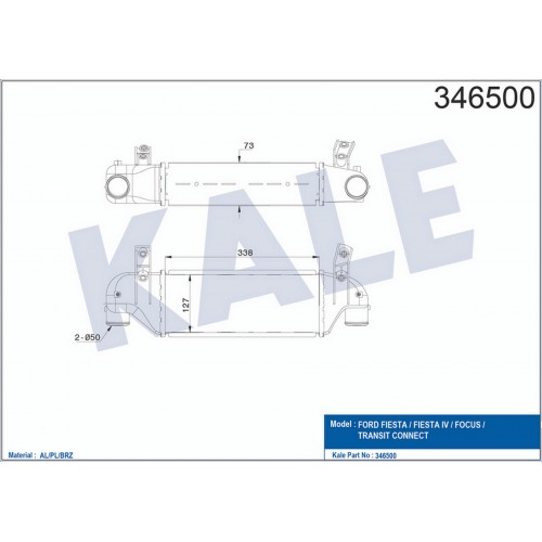 TURBO RADYATÖRÜ INTERCOOLER CONNECT 02 338x127x73 AL-PL-BRZ TURBO RADYATÖRÜ INTERCOOLER CONNECT 02 338x127x73 AL-PL-BRZ