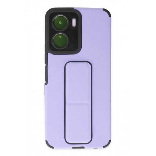 Newface Vivo Y16 Kılıf Mega Standlı Silikon - Lila