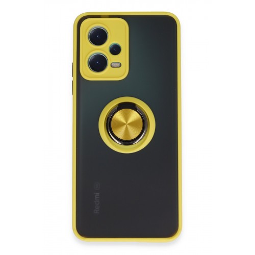Newface Xiaomi Redmi Note 12 5G Kılıf Montreal Yüzüklü Silikon Kapak - Sarı Newface Xiaomi Redmi Note 12 5G Kılıf Montreal Yüzüklü Silikon Kapak - Sarı